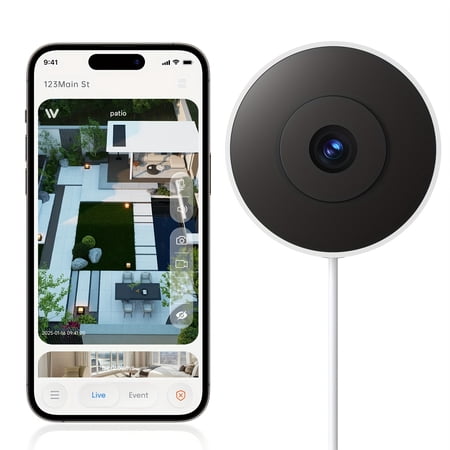 Security Camera with 2K Video and 5G WiFi, Indoor Window Camera, 2-Way Audio, White
