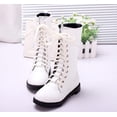 thumbnail image 3 of Kid's Girls Leather Lace-Up Zipper Mid Calf Combat Riding Winter Boots (Toddler/Little Kid/Big Kid), 3 of 7