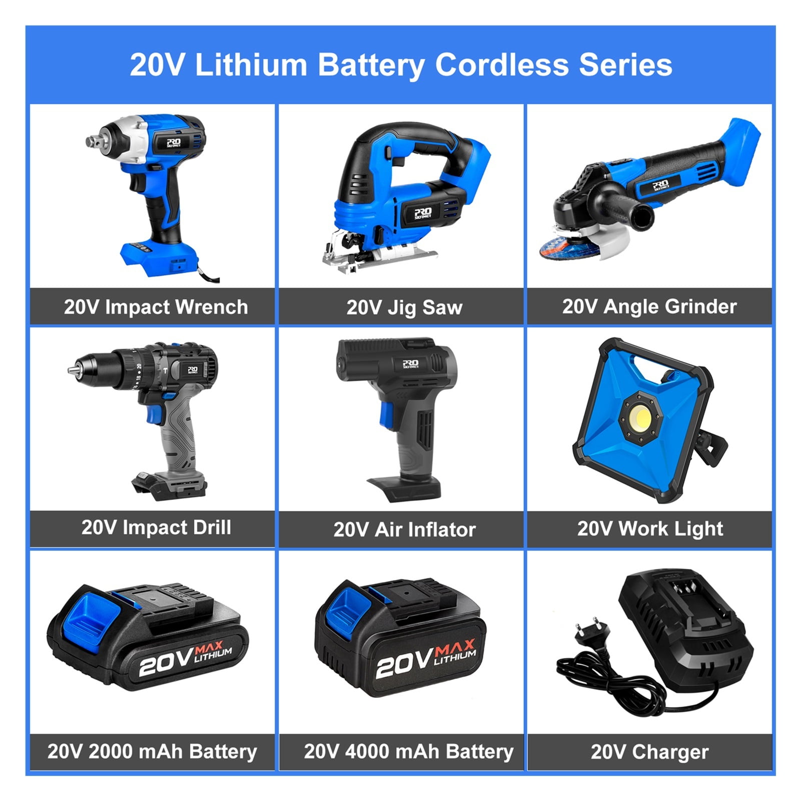 20V Brushless Drill /Angle Grinder/ Burshless Impact Wrench/Air Inflator/Jig Saw Series Bare Power toolsa ,Efficient and Reliable