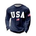 thumbnail image 3 of Mens Waffle Shirt Long Sleeve USA 250th Anniversary American Flag Print Casual Tee Top Independence Day Navy L, 3 of 4