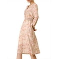 thumbnail image 5 of INSPIRE CHIC Women's Floral Print Swing Long Sleeve V-Neck Midi Dress XS Pink, 5 of 8