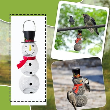 Gaiseeis Outdoor Wild Bird Feeder Metal Christmas Snowman Hanging Bird Feeders Decorative Bird Feeder Multicolor