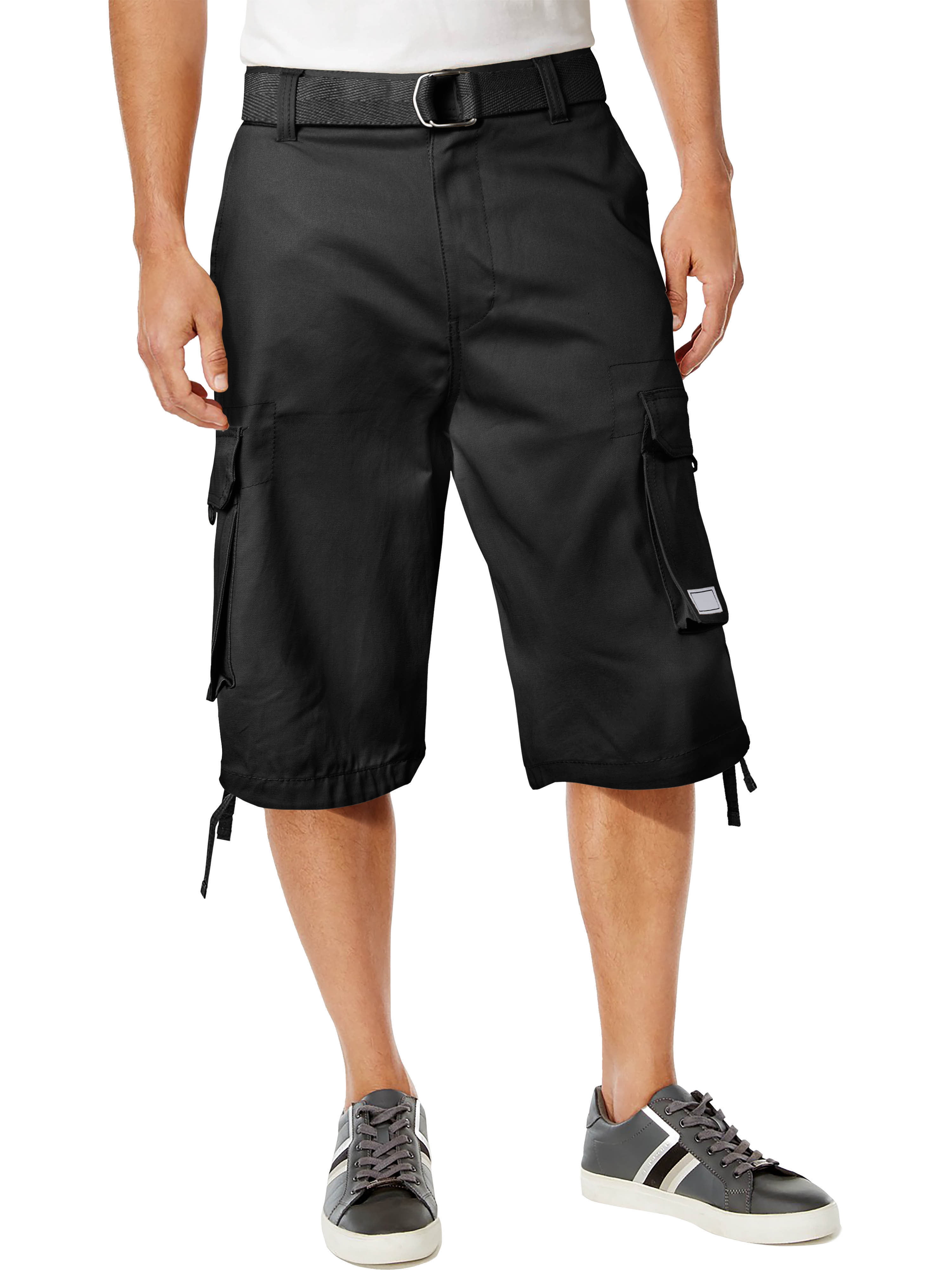 Pro Club Mens Cotton Twill Cargo Shorts with Belt Regular and Big /& Tall Sizes