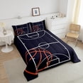 thumbnail image 3 of Basketball Comforter&nbsp;Set Twin Size Basketball Bedding Set Teens,Gaming Sports Down Comforter Dark Blue Basketball Court Quilt Bed Set Room Decor with 1 Pillowcase, 3 of 6