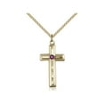 thumbnail image 1 of Gold Filled Cross Pendant with 3mm February Purple Swarovski Crystal 1 1/8 x 1/2 inches with Gold Filled Lite Curb Chain, 1 of 1
