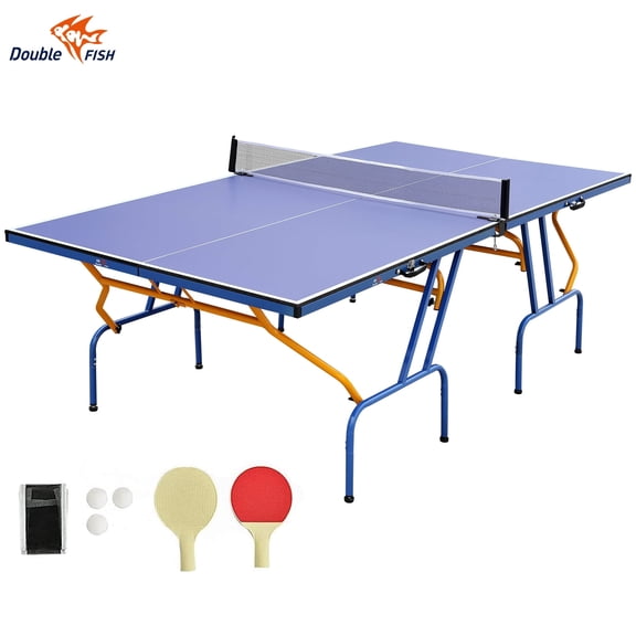 Double Fish Table Tennis Table, 8x4 ft, Foldable & Portable