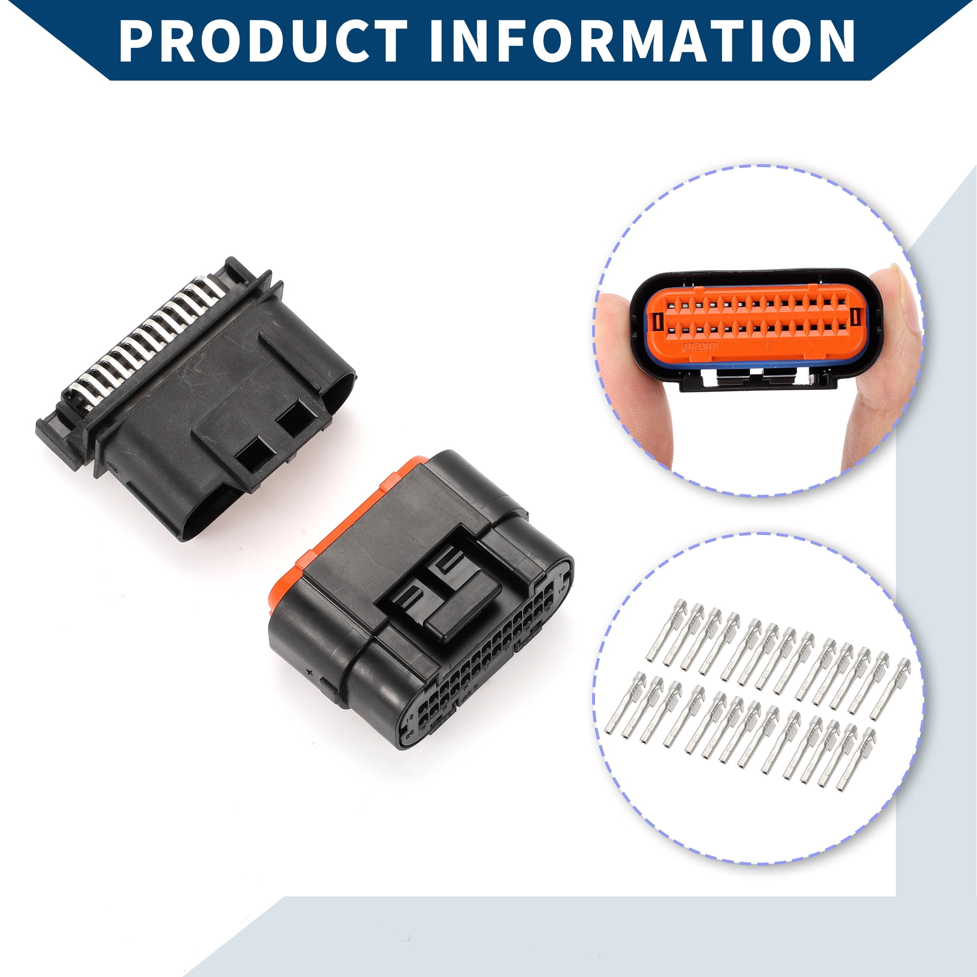 Unique Bargains Connector Plug Plastic 26 Pin Male Female Terminal Connector for Honda ECU