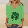 thumbnail image 4 of St Patricks Day Shirt Women Sequin Shamrock Graphic Tees Irish Crewneck 3/4 Sleeve Shirts Funny Saint Pattys Outfits, 4 of 4