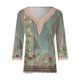 thumbnail image 4 of ICHUANYI Clearance Womens Spring And Summer Casual V-Neck Lace T-shirt Printed Short Sleeved Top(Army Green, M) ICHUANYI WER2023081403374, 4 of 5