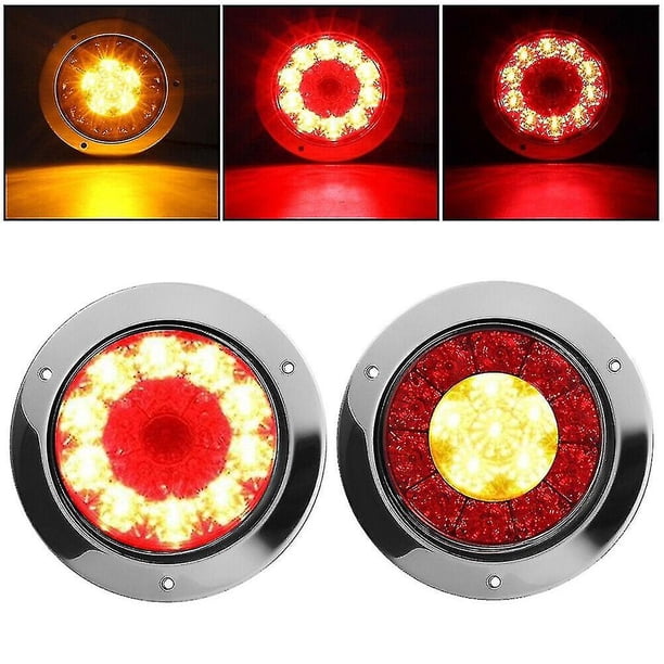 Juego De 2 Luces LED Redondas De 4 Pulgadas Para Remolque O Camión, ámbar, Impermeables, 24 LED, 24V