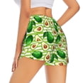 thumbnail image 4 of Picia Avocado Green Striped Pattern Women's 2 in 1 Athletic Running Shorts High Waisted Workout Casual Gym Sweat Shorts with Comfy Liner Zipper Pockets-Large, 4 of 9