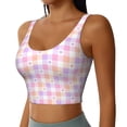 thumbnail image 2 of Vsdgher Heart Buffalo Plaid Print Women Sleeveless Athletic Tank Top Built-in Bra Camisole Sports Vest for Yoga Running Fitness Exercise with Removable Pads, 2 of 8