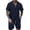 Mens Two Piece Sets - Navy, variant on Maqroz Mens 2 Piece Outfits Short Sleeve Button Down Top & Shorts Hollow Out Breathable Knit Set Fashion Casual Textured Summer Streetwear