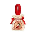 thumbnail image 2 of Diceymbol Christmas Candy Canvas Bag Drawstring Fabric Gift Party Favor 7.4x7 Inch, 2 of 6
