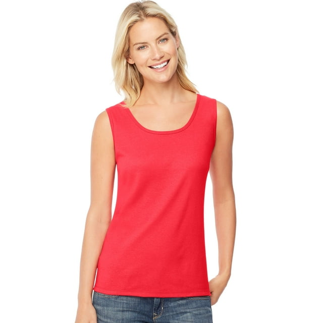 Hanes Débardeur en Coton mini-Nervuré pour Femmes, P, Étincelle Rouge