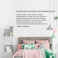 thumbnail image 2 of I Love You Without Knowing How by Pablo Neruda with Complete Quote Black and White Artwork Design for Living Room Vinyl Wall Decal - Cheesy Quotes and Sayings About Love For Couple with Bold Art Desig, 2 of 5