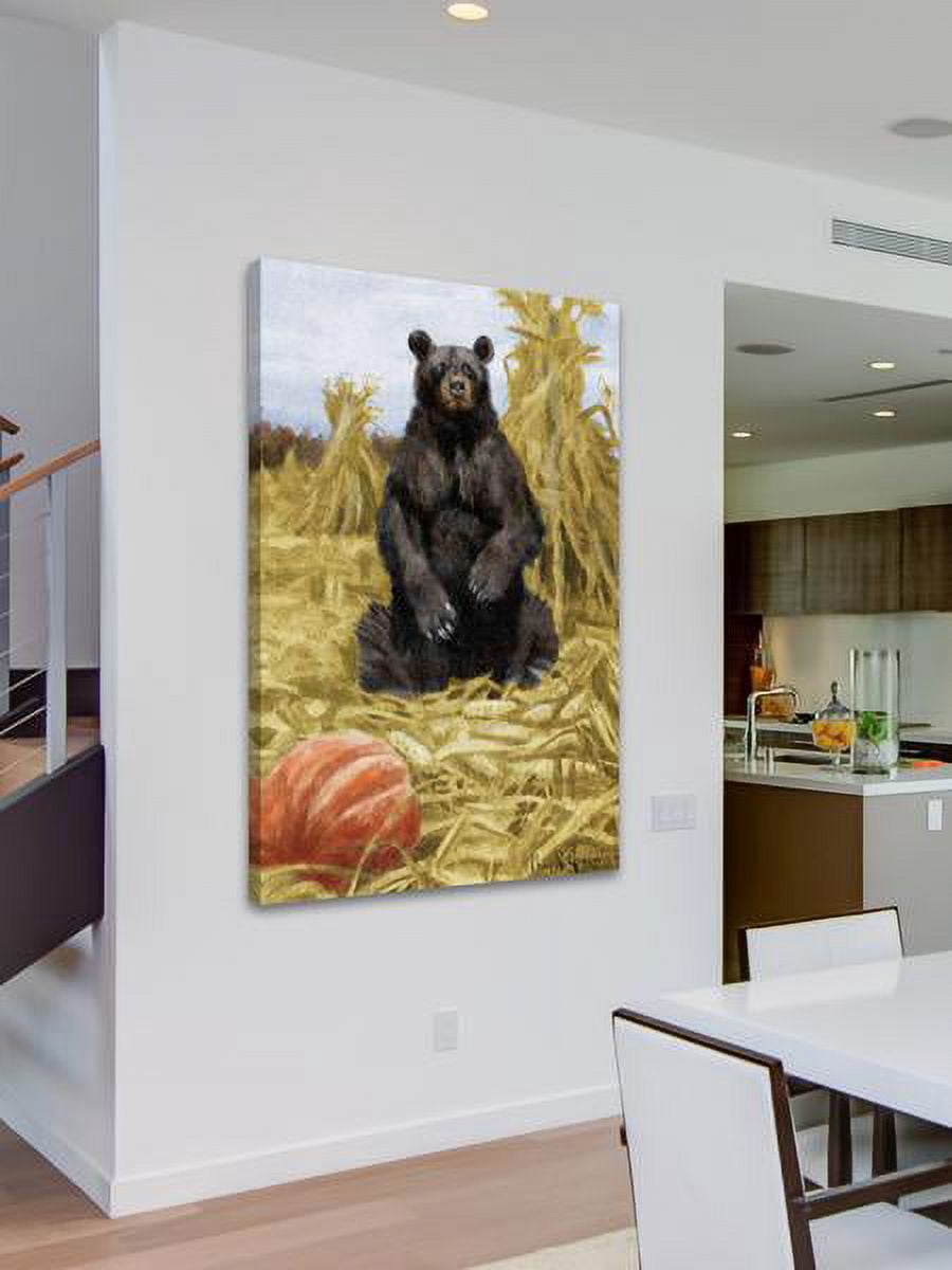 "Bear in Hay" Painting Print on Wrapped Canvas