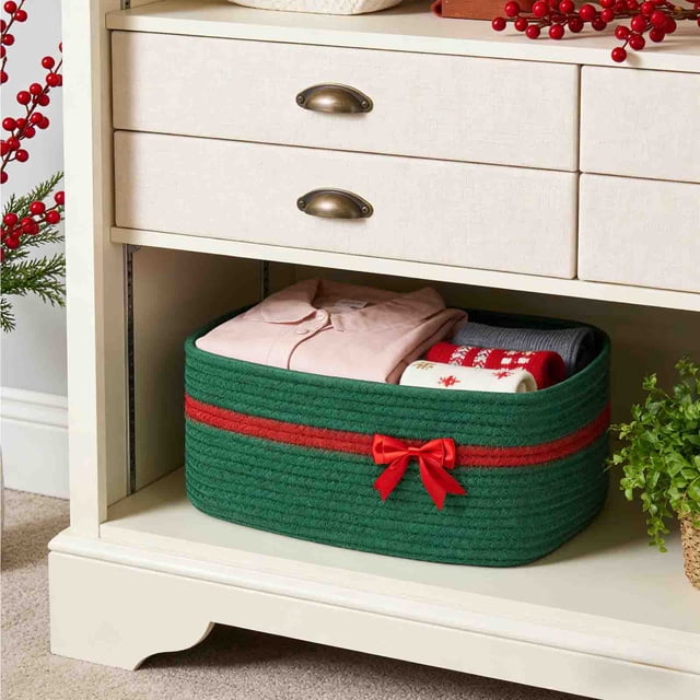 Rewenti Panier de Rangement pour Cadeaux des Fêtes avec Emballage Bac de Rangement Tissé