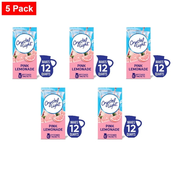 Crystal Light Zero Sugar Pink Lemonade Drink Mix Packets 6 ct - 5 Pack
