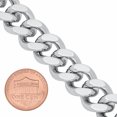 thumbnail image 3 of Men's 14.6mm Large Rhodium Plated Flat Cuban Link Curb Chain Necklace, 36 inches, 3 of 7