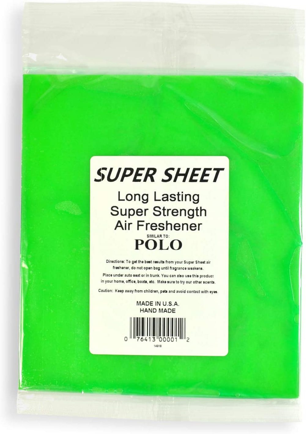 Super Sheet Large (8"x7") Under Seat Car Air Freshener (Polo)