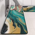 thumbnail image 2 of Kitchen Rugs Sets Of 2,Teal Marble Gold Wave Pattern Anti Fatigue Kitchen Mat Rugs Non Slip Washable,Decorative Kitchen Floor Mats for Kitchen,Sink,Laundry,17"x47"+17"x47", 2 of 5