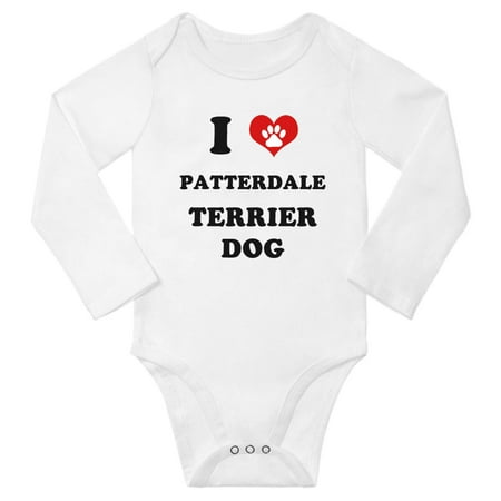 

I Heart Patterdale Terrier Dog Baby Long Bodysuits (White 6-12 Months)