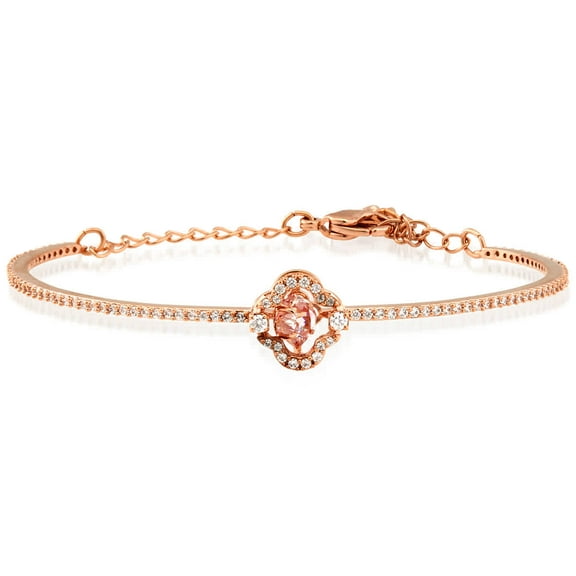 Swarovski Rose-gold Tone Plated Sparkling Dance Clover Bangle