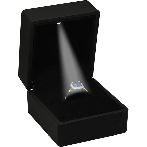 Luxury LED Black Ring Box for Proposal Wedding Engagement Jewelry Gift Box with Light