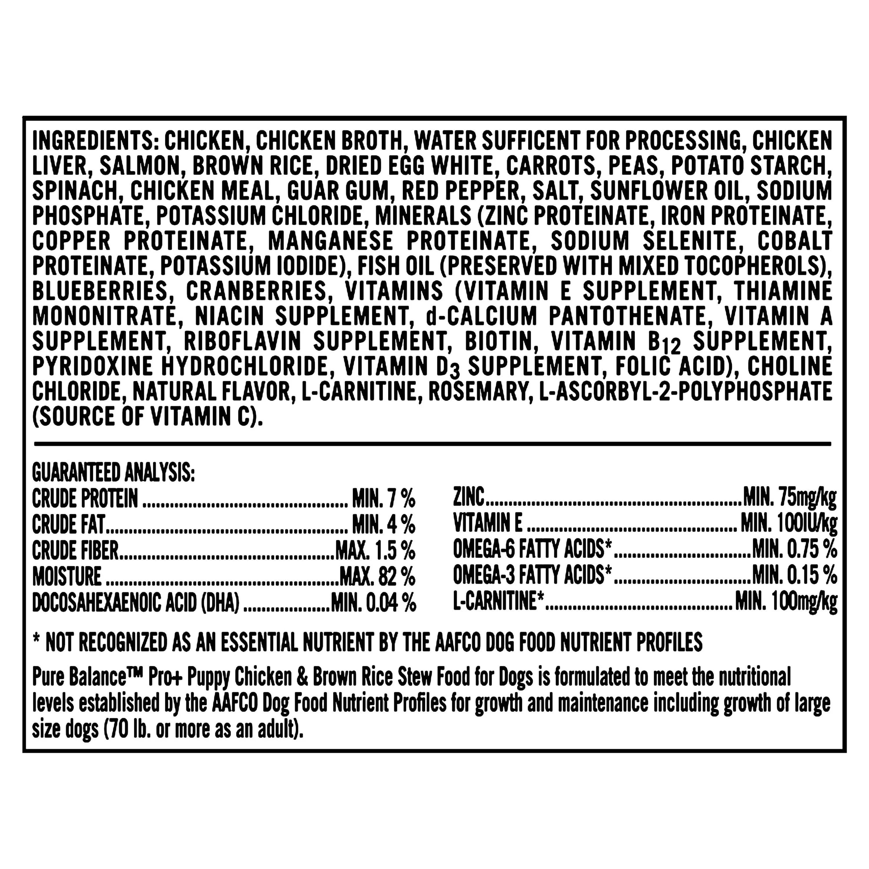 (6 pack) Pure Balance Pro+ Chicken & Brown Rice Stew Wet Dog Food for Puppy, 12.5 oz Can