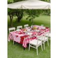 thumbnail image 3 of Outdoor Tablecloth with Umbrella Hole and Zipper, Valentine's Day Rectangle Table Cloth 60x102 Inch Waterproof Tablecloth, Gnomes Loves Roses Romantic Pink Plaid Picnic Table Cover for Patio Camping, 3 of 7