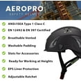thumbnail image 4 of Land Helmets AeroPro Safety Helmet - ANSI/ISEA Z89.1 + EN 12492/EN 397 Type 1 Class C Vented - OSHA Approved - Helmets for Arborists, Contractors, and Rescue Teams - Carbon Fiber, 4 of 10