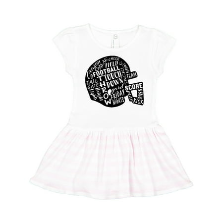 

Inktastic Football Words in Helmet Shape in White Text Gift Toddler Girl Dress
