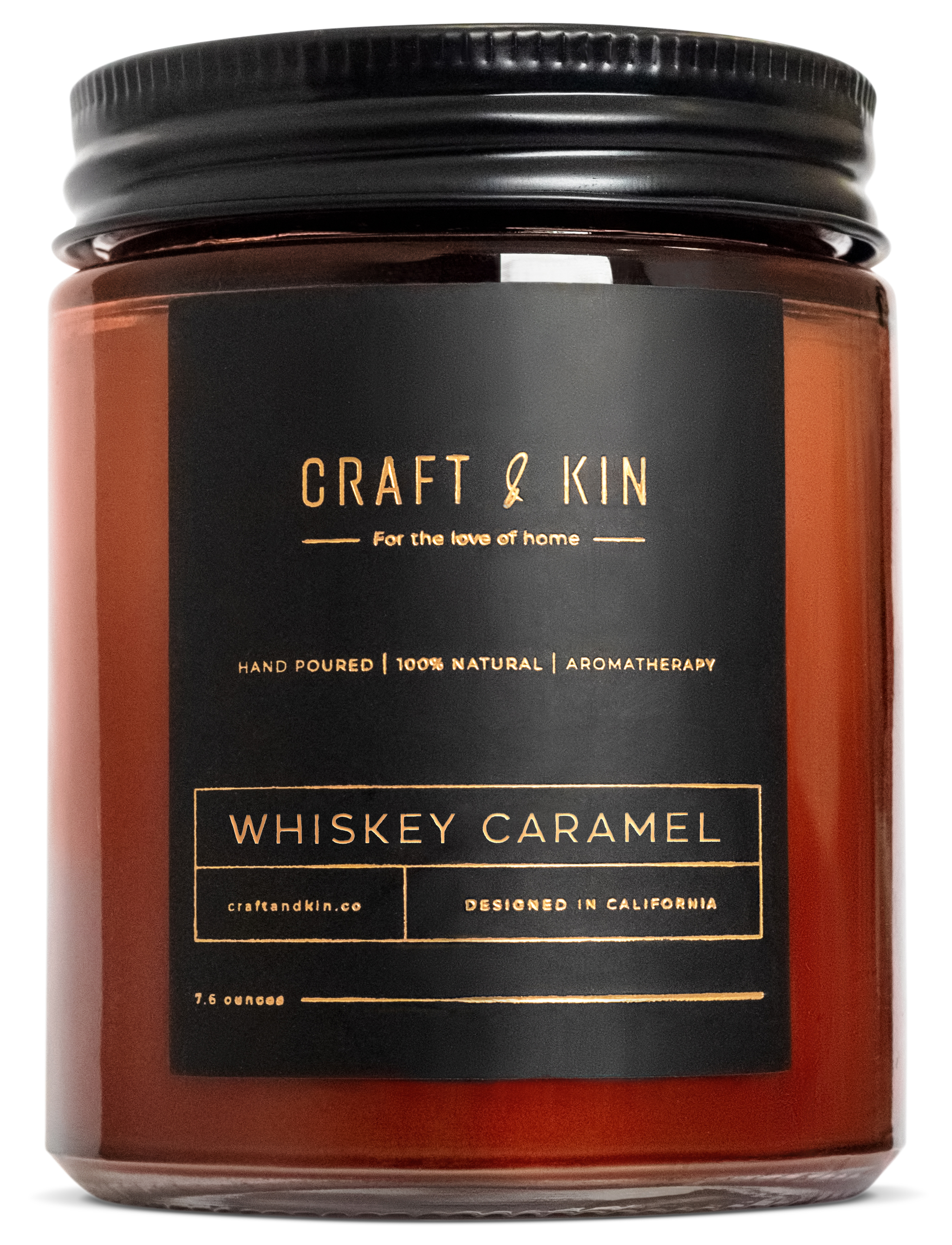 Scented Candles for Men | Premium Whiskey Caramel Scented Candle | All-Natural Whiskey Candle Soy Candles, Rustic Home Decor Scented Candles | Non-Toxic, Ultra Clean Burn Aromatherapy Amber Jar Candle - image 1 of 5
