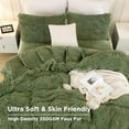 thumbnail image 5 of Faux Fur Sage Green Comforter Set Full Size, 3 Pieces Fluffy Fuzzy Plush Bedding Comforter Set (1 Shaggy Velvet Comforter & 2 Pillowcases), Soft Puffy Comfy Down Comforter Bedding Set, 5 of 16