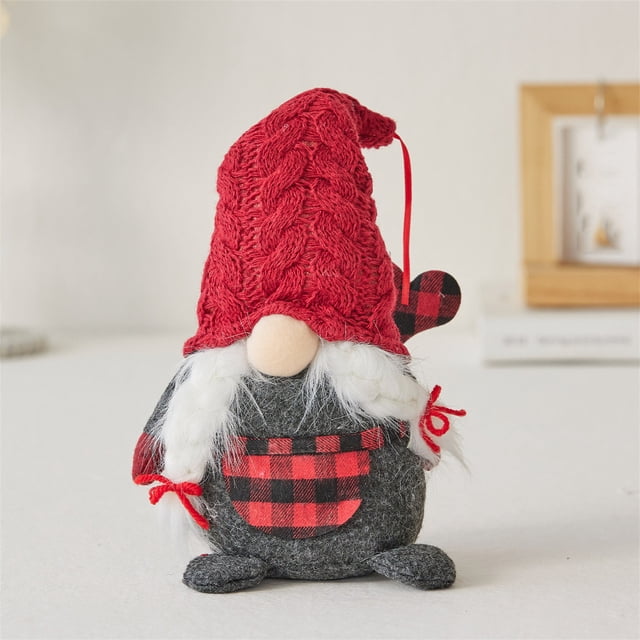 Fwttom Cadeau Chapeau Tricoté Rouge Ornement Poupée Rudolph Ornement Poupée Couple