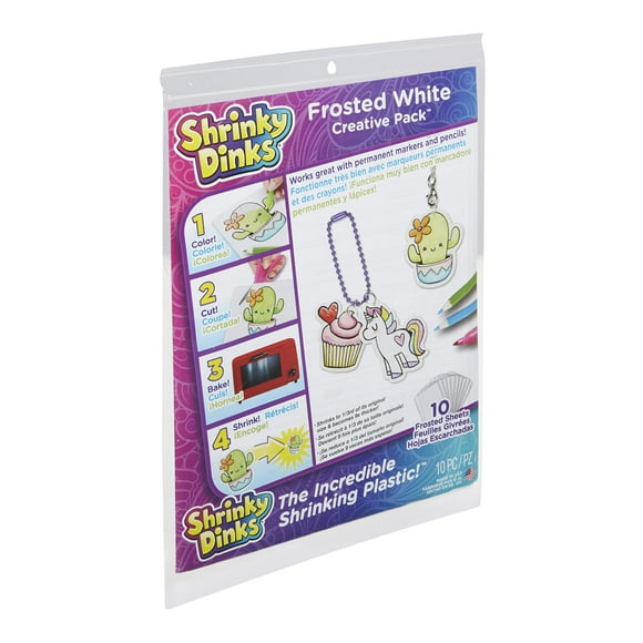 Shrinky Dinks Creative Pack 10 Sheets Frosted White Kids Art and Craft Activity