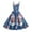 Royal Blue, variant on Women's Christmas Print Casual Fashion Round Neck Mid-Length Dress with Vintage Style for Holiday Parties and Casual Outings,Dark Blue,M