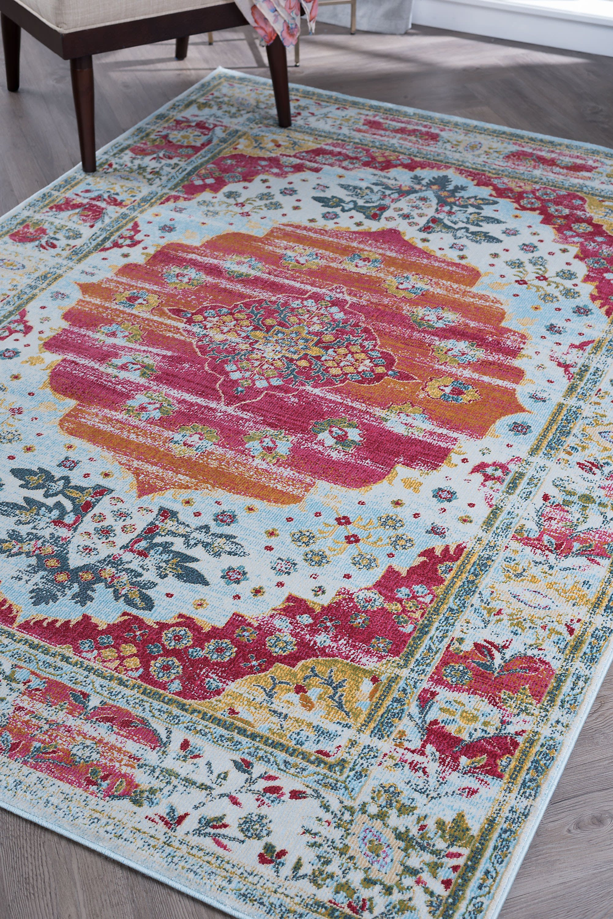 Transitional 5x8 Area Rug (5'3'' x 7'3'') Oriental Multi-Color Living Room Easy to Clean