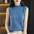 thumbnail image 4 of Lisingtool Tank Tops for Women Women Sleeveless Mock Neck Tops for Women Sweater Knit Turtleneck Soft Basic Vest Tank Lightweight Blue Promotion Sale, 4 of 8