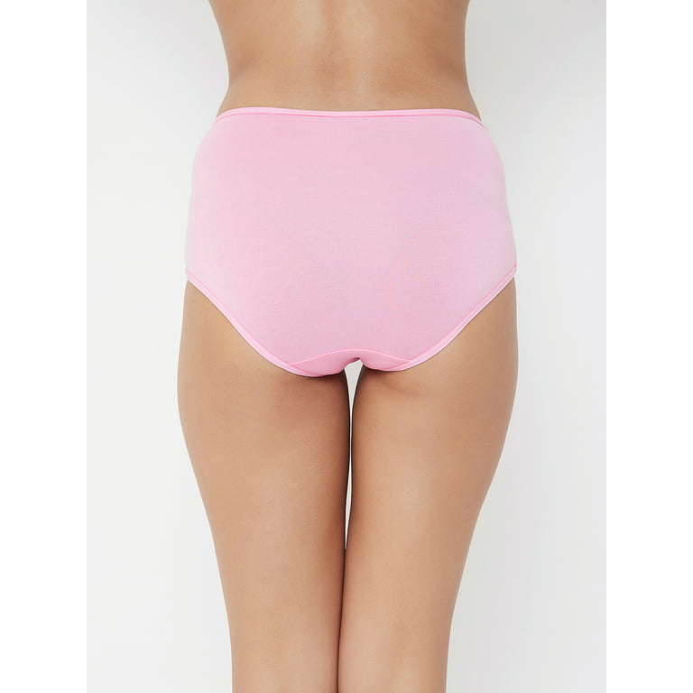 Clovia High Waist Hipster Panty with Lace Waist in Light Pink - Cotton