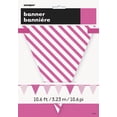 thumbnail image 1 of Hot Pink Dots & Stripes Paper Flag Banner, 12 ft, 1 of 2