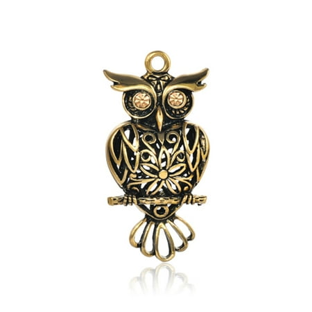 

Sitting Owl Antique Gold-Finished Pendant With Light Topaz Preciosa Czech Crystal 51x25mm pack Of 1pcs