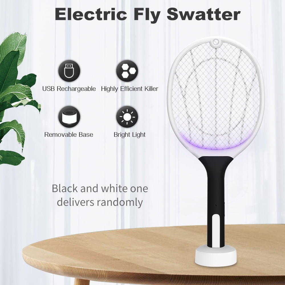 Electric Mosquito Killer Bug Zapper Racket USB Rechargeable Handheld Fly Swatter 