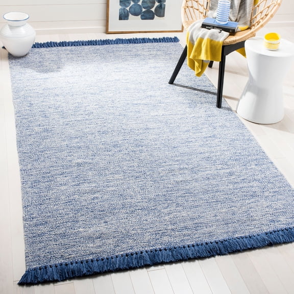 SAFAVIEH Montauk Justin Solid Braided Cotton Area Rug, Blue, 3' x 5'