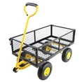 thumbnail image 3 of Kumix 600 Lbs Steel Garden Cart, Heavy Duty Garden Wagon Cart Pullable on Wheels, Metal Yard Utility Wagon Carts with 10" All Terrain Tires, Mesh Removable Sides and 180°Rotating Handle, Black&Yellow, 3 of 8