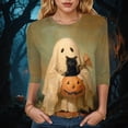 thumbnail image 2 of Godom Halloween Shirts for Women Funny Cute Graphic Tee 3/4 Length Sleeve Tunic Tops Halloween, 2 of 4