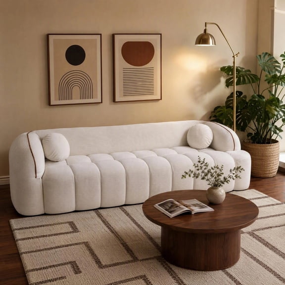 Jivora 98.4" Compressed Sofa, Cloud Couch 3-Seater Corduroy Sofa, No Assembly Couch