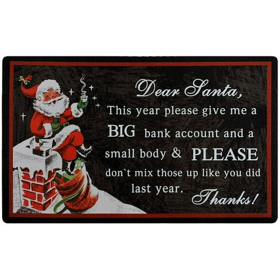 Santa Letter Christmas Door Mat Indoor Outdoor Entry Way Doormat for Front Door Patio Anti Slip Rubber Entrance Door Mats Xmas Holiday Decor