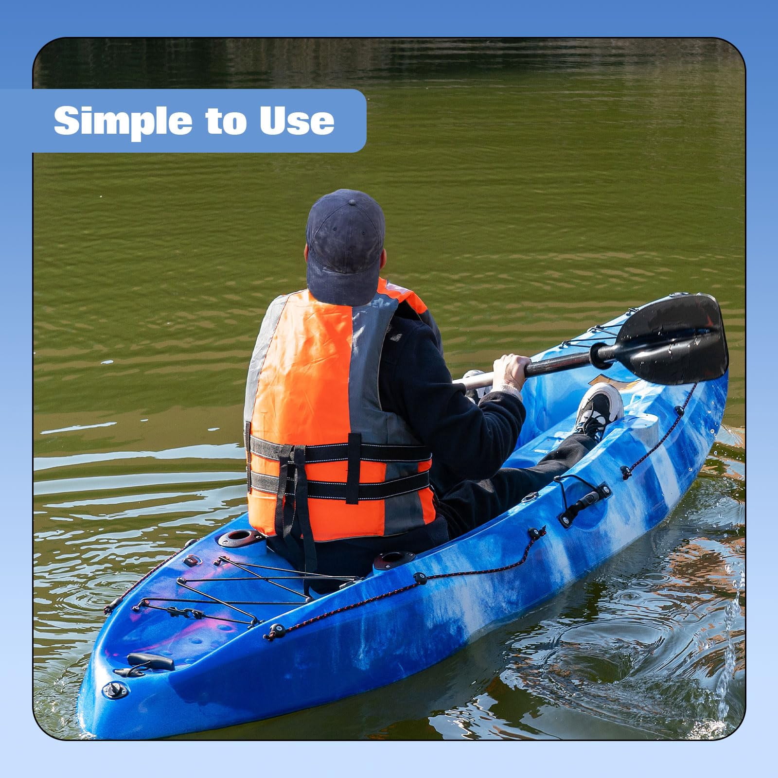 Ataucjin Kayaks, 9.38FT Fishing Kayak with Paddle, Sit on Top Kayak for Adults, Capacity of 308LBS, Hard Shell Recreational Ocean Kayak Boat